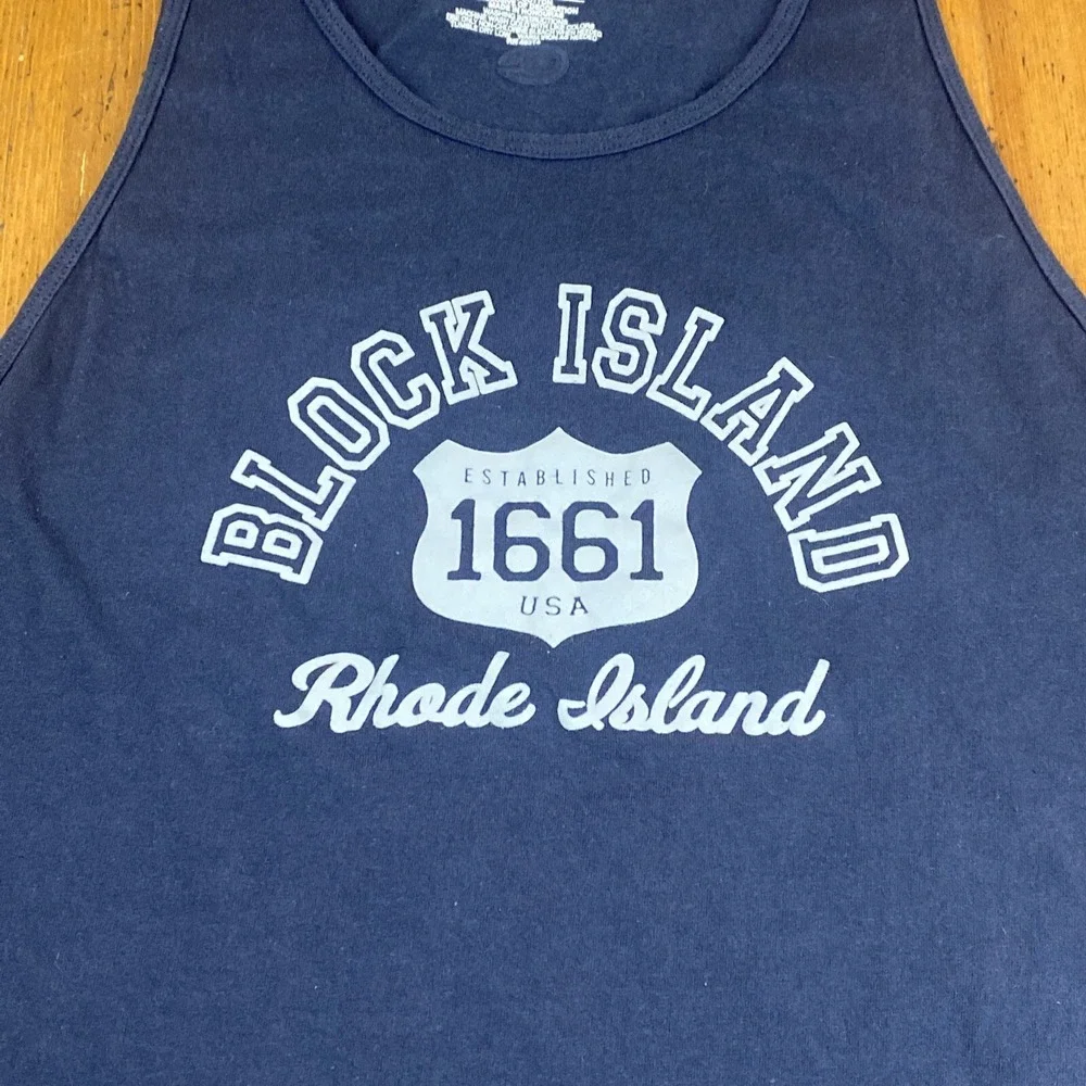 Champion Block Island Tank Top Men's XL Rhode Island Est‎ 1661, 100% Cotton NAVY